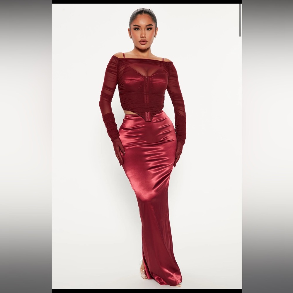 MAXI SKIRT SET - burgundy